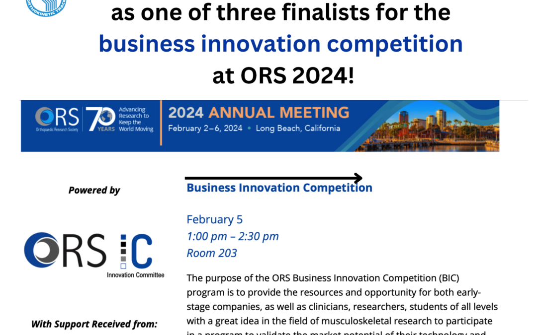 OrthoKinetic Track has been selected as one of three finalists for the business innovation competition at ORS2024!